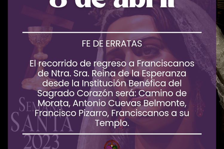 FE DE ERRATAS EN EL PROGRAMA