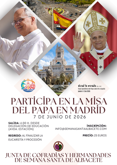 La Junta de Cofradías de Albacete organiza un viaje para ver al Papa en Madrid